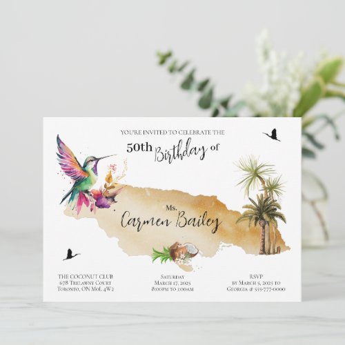 Jamaican Vibes Invitation, Birthday Invitation, Caribbean Theme Party, Reggae Night Party - Editable Template