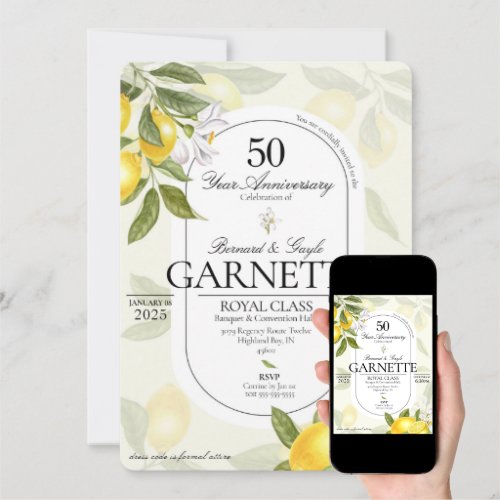 Lemon Theme Anniversary Invitation