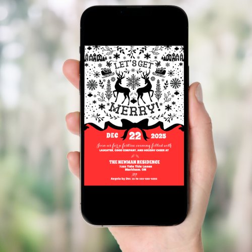 Let's Get Merry Holiday Invitation Template Set