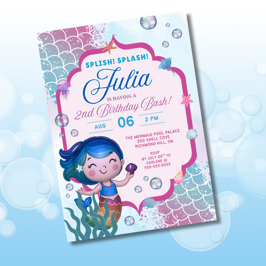 Magical Mermaid Birthday Invitation