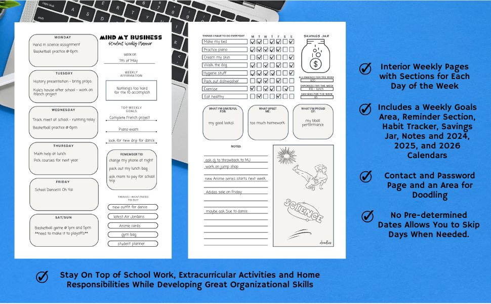 Mind My Business Dance Crew Weekly Student Planner