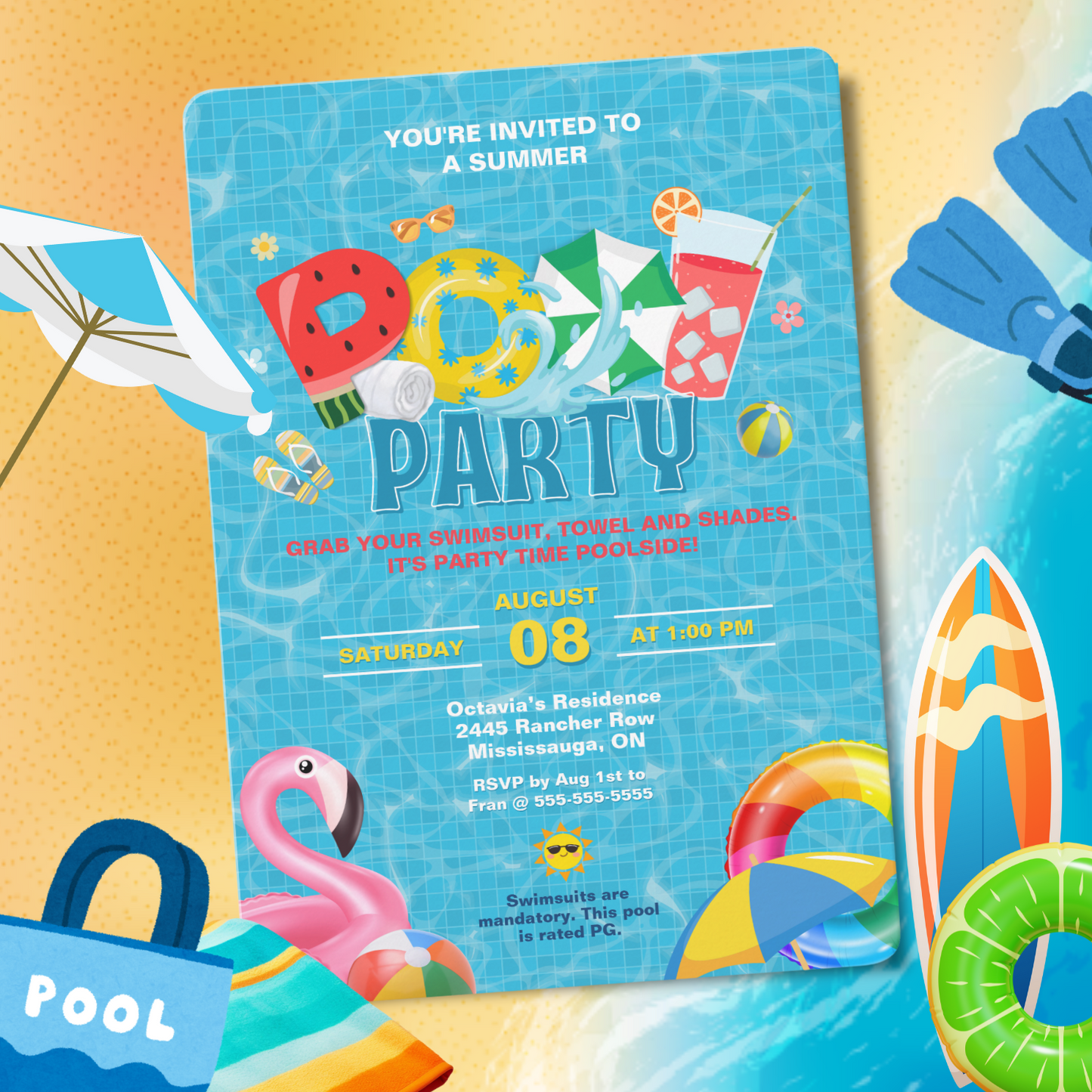 Splish Splash Pool Party Invitation