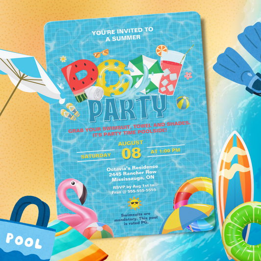 Splish Splash Pool Party Invitation