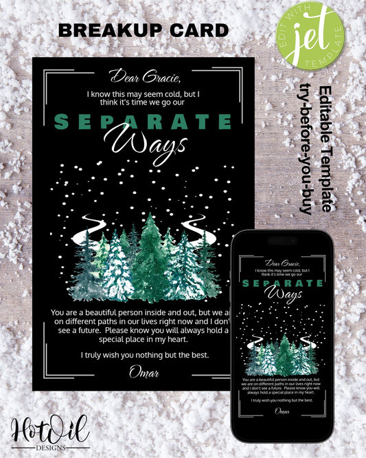 Separate Ways Breakup Card - 2 Editable Templates