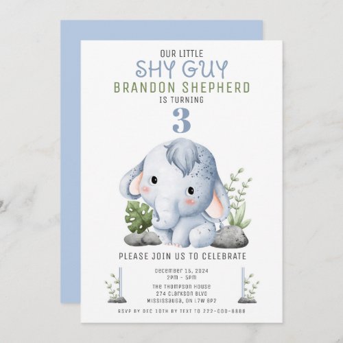 Our Little Shy Guy Birthday Invitation Template, Kid's Birthday Invitation - Size 5x7, Editable Template