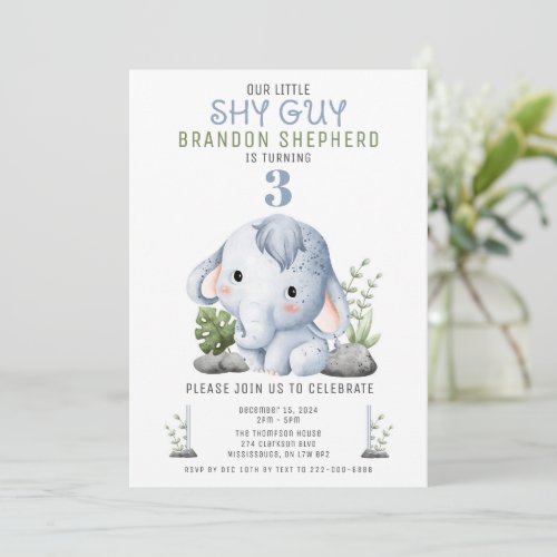 Our Little Shy Guy Birthday Invitation Template, Kid's Birthday Invitation - Size 5x7, Editable Template