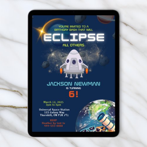 Space Eclipse Birthday Invitation